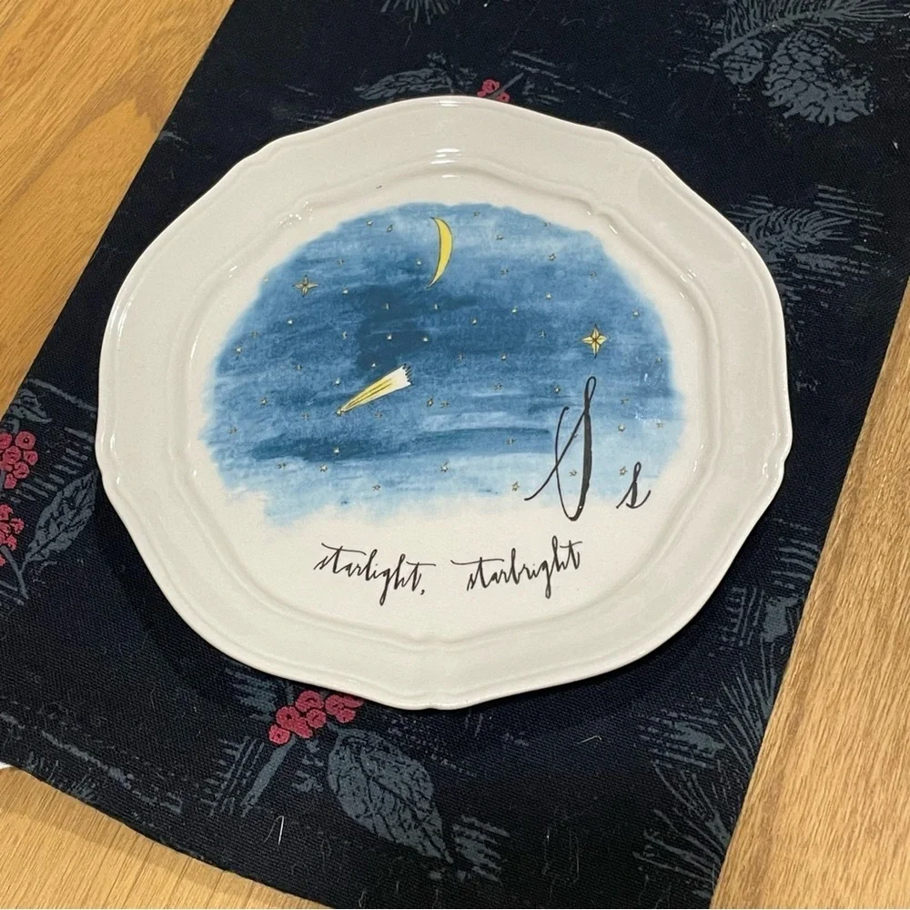 ANTHROPOLOGIE Linea Carta Diva Pyari 6” plate ~Alphabet S-starlight starbright